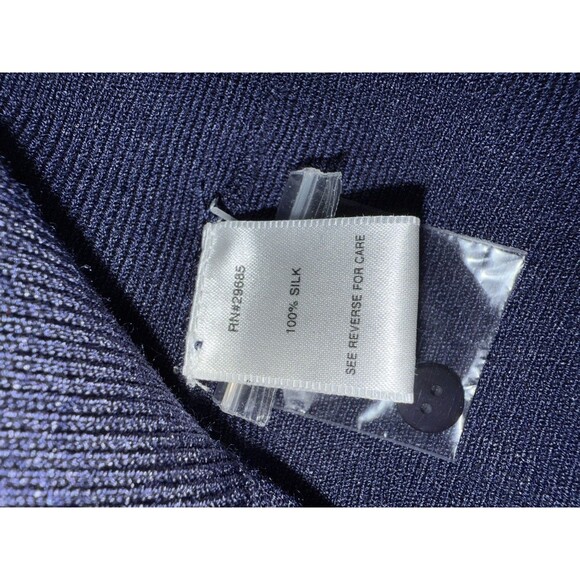 Luxury Silk Sheer Back Cardigan Navy Blue M Quiet Luxury Pendleton Chic. NWT - Picture 9 of 10